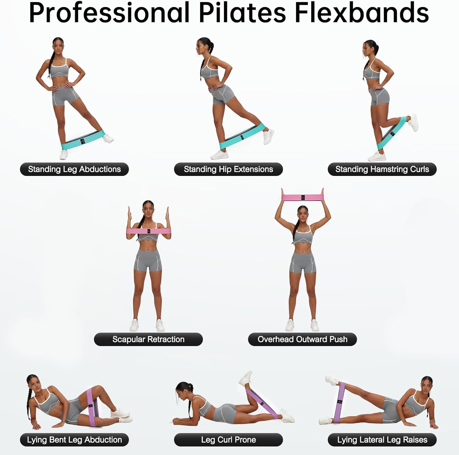 Resistance Bands for Working Out: 3-Set Professional Exercise Bands for Pilates, Yoga, Home Gym, Booty, Leg Training