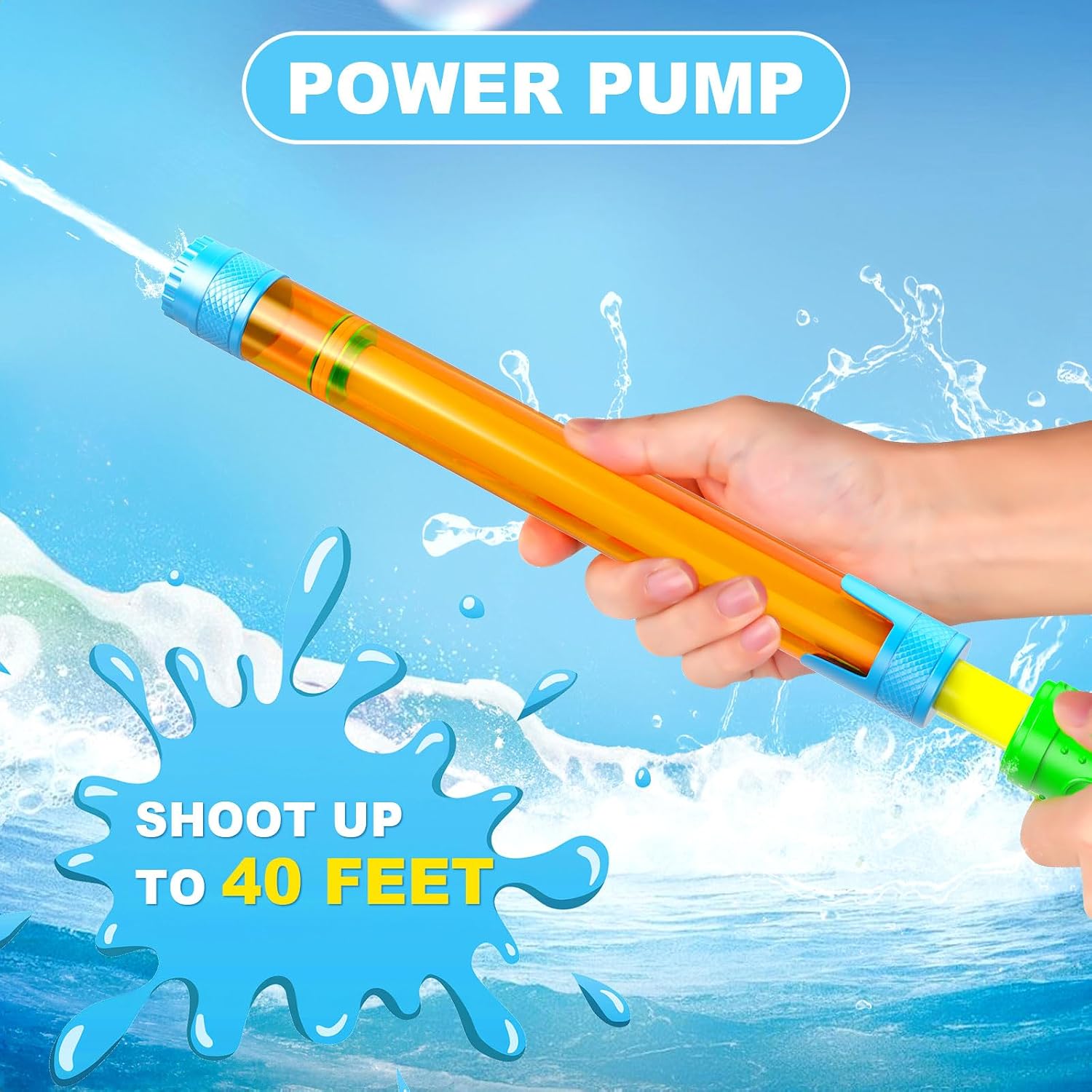 6 Pack Water Gun, Water Blaster for Kids & Adults | Shoot Up to 40 ft, Bulk Water Squirt Guns, Water Guns for