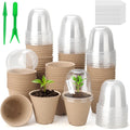 50 Set 3.15 Inch Peat Pots Plant Starters for Seedling with Humidity Dome,Herb Seed Starter Pots Kits, Garden