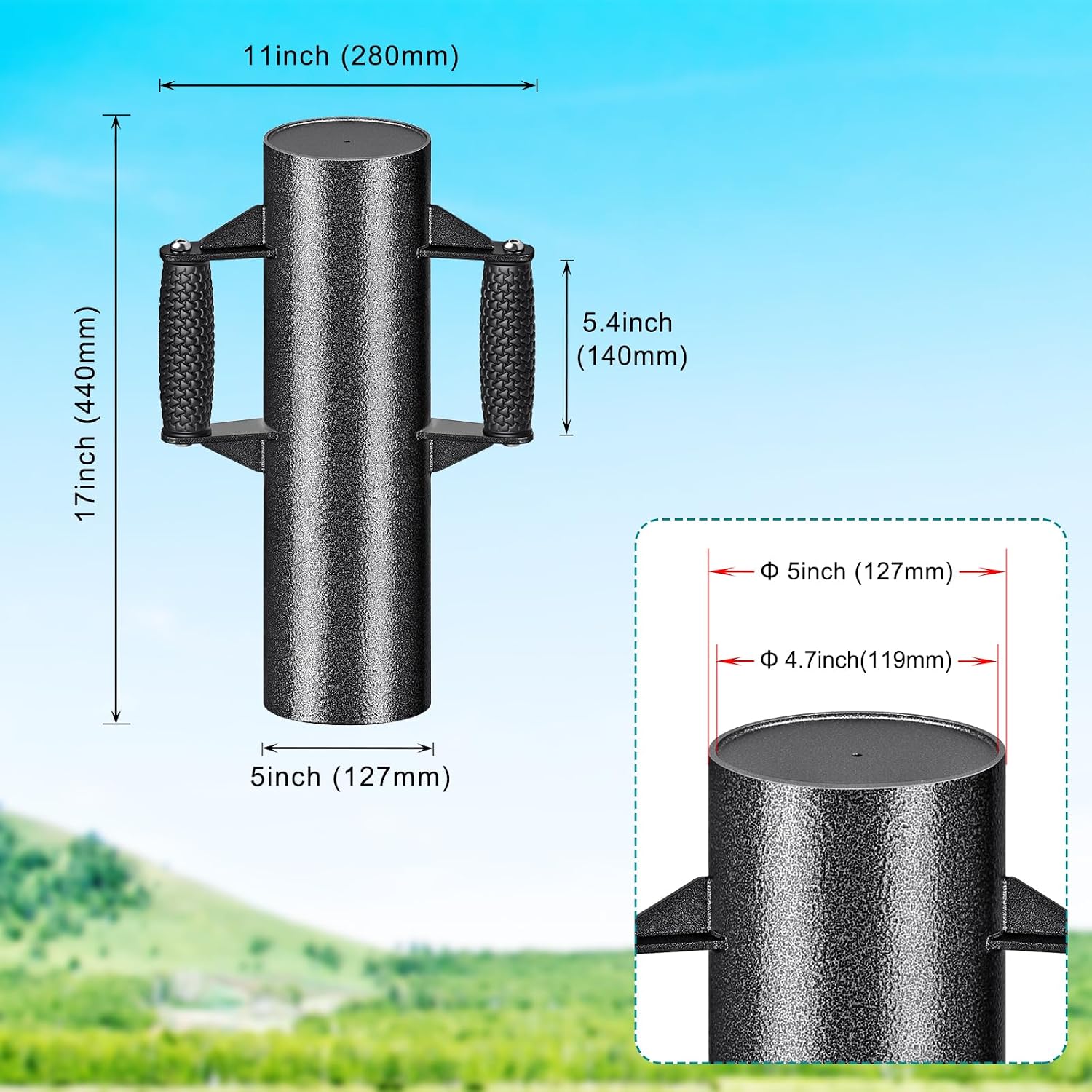 Fence Post Driver Non-Slip Handles Post Pounder for T Posts