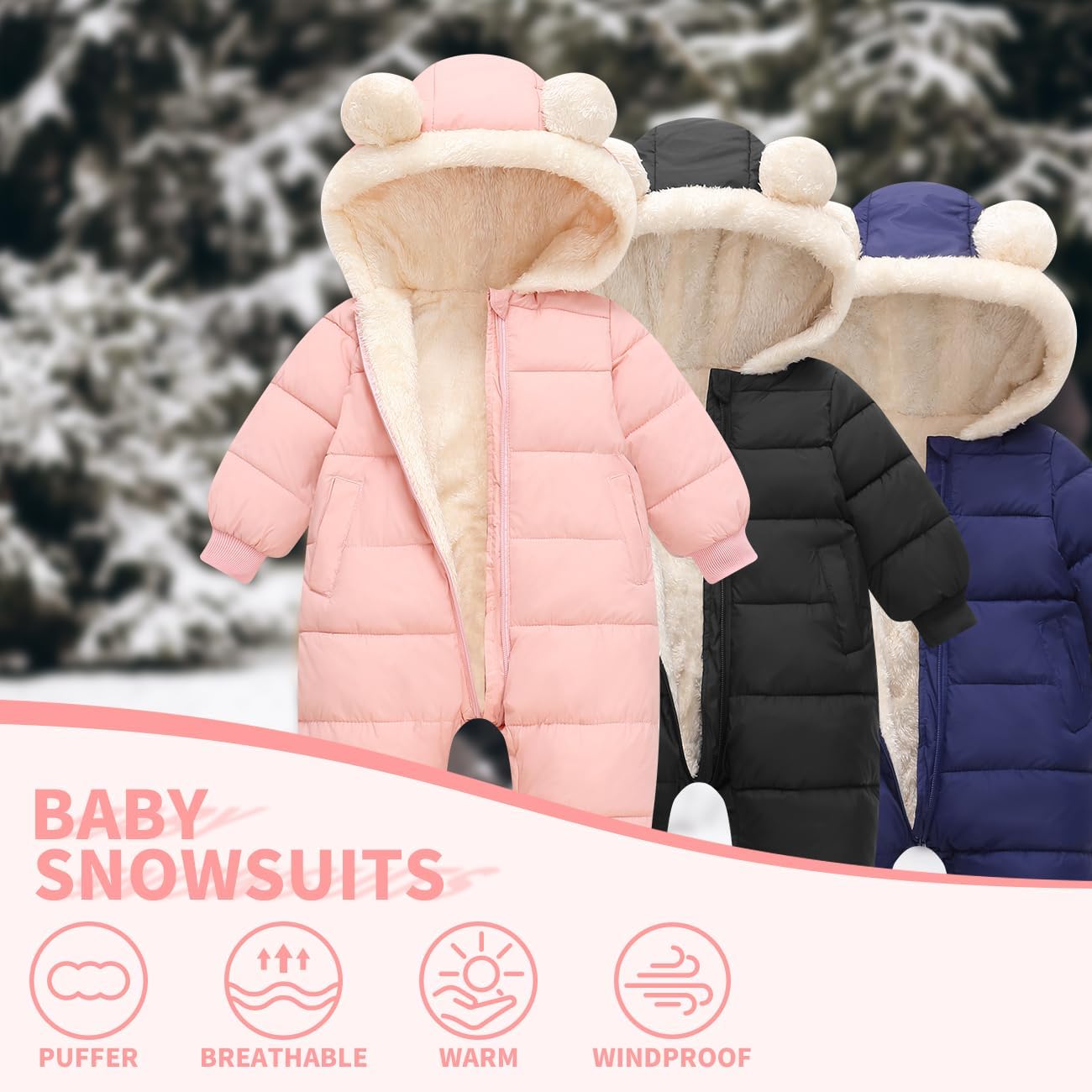 Toddler Snow Suit Baby Snowsuit Winter Coat Jacket Thick Clothes | 6-9-12-18-24 Months 2T 3T Infant Newborn Girl Boy