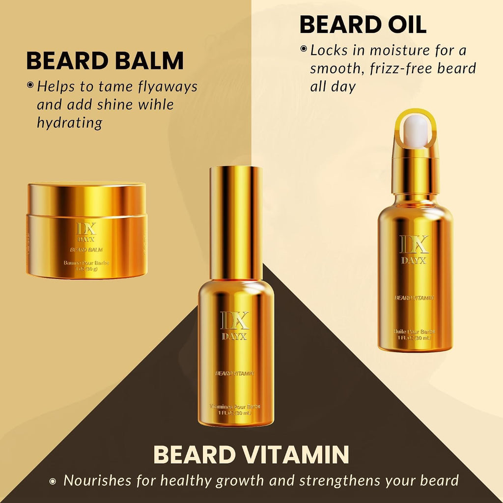 Beard Kit for Black Men: Premium Beard Care Kit w/Balm, Oil & Vitamin Spray | GIFTS FOR MEN | ALL NATURAL INGREDIENTS
