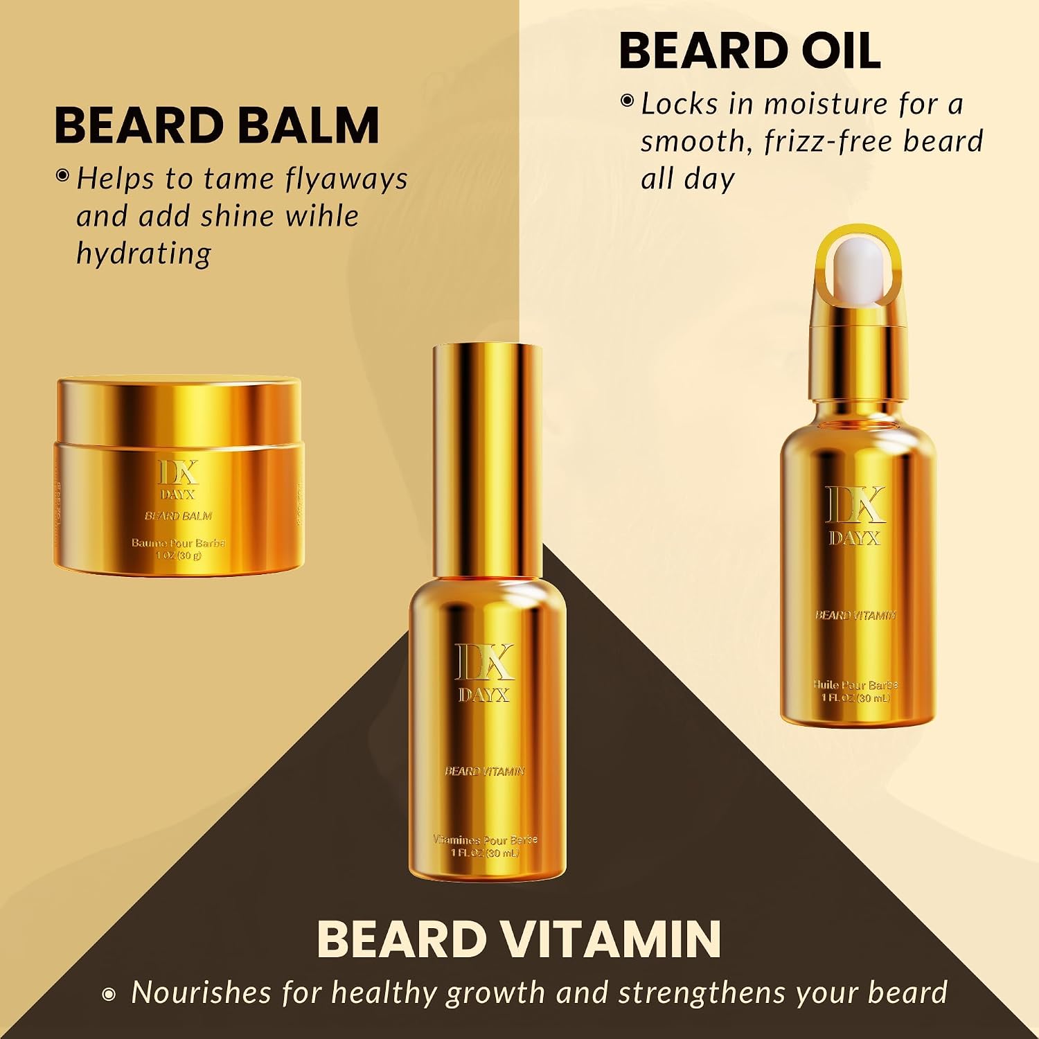 Beard Kit for Black Men: Premium Beard Care Kit w/Balm, Oil & Vitamin Spray | GIFTS FOR MEN | ALL NATURAL INGREDIENTS
