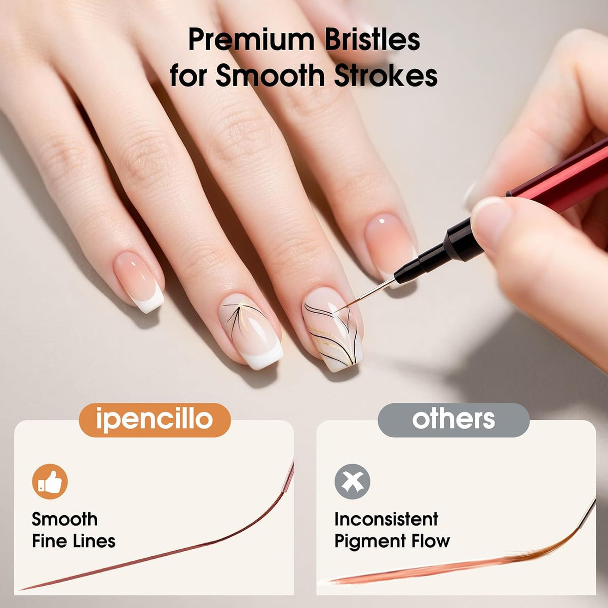 Nail Art Brushes, Nail Liner Brushes, 6Pcs Fine Nail Art Brushes