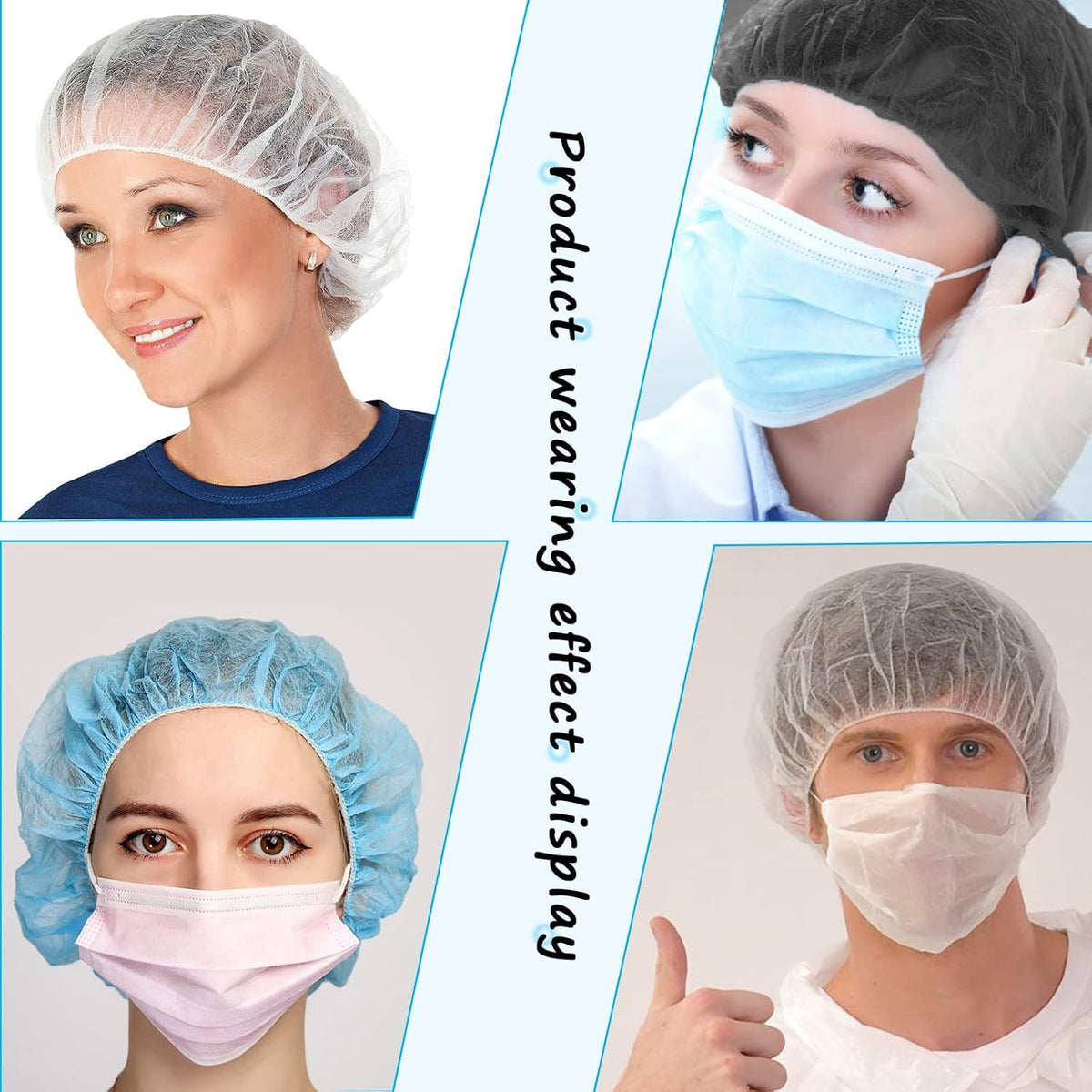 Disposable Bouffant Caps, 21inches Hair Net, Elastic Dust Cap for Food Service, Cooking, Salon,Spa,Spray tans