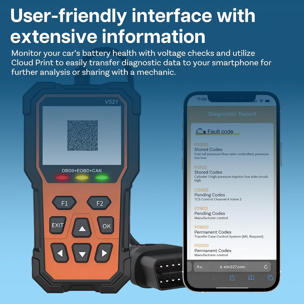 OBD2 Scanner [Pro Edition] – Full System Car & Truck Code Reader with Check Engine Reset, Live Data, Mode 6 & 8, EVAP