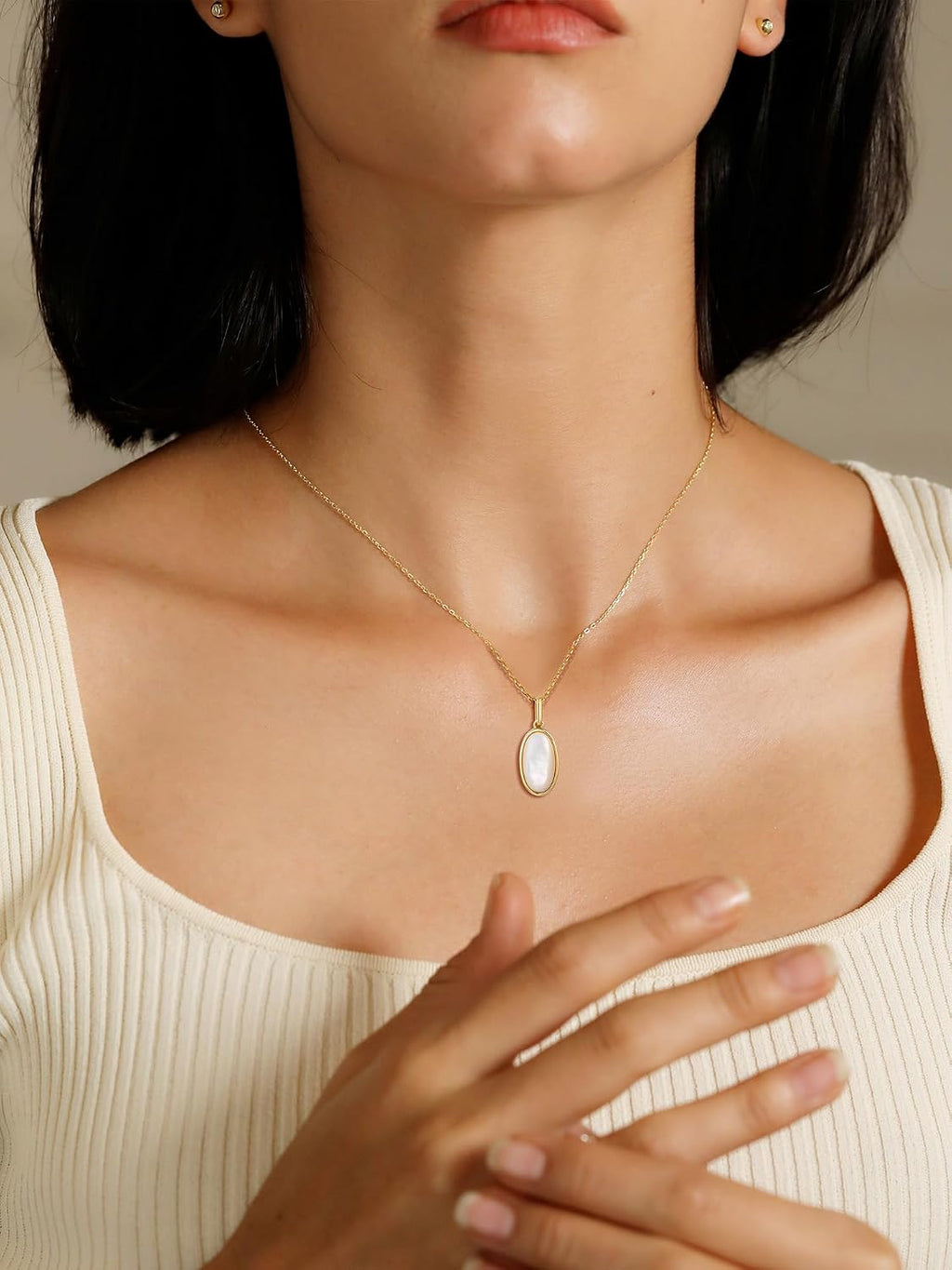 Shell Necklace for Women Sterling Silver Shell Pendant Minimalism Round I Heart I Square I Oval Mother of Pearl