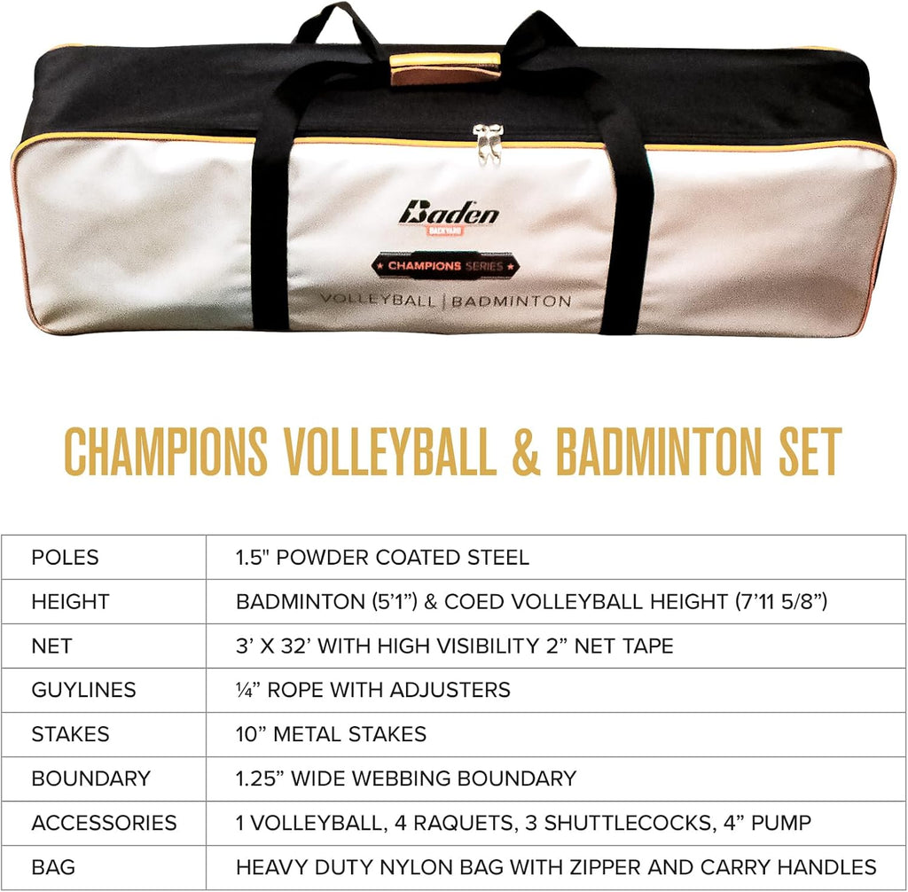 Baden Champions Volleyball Badminton Combo Set