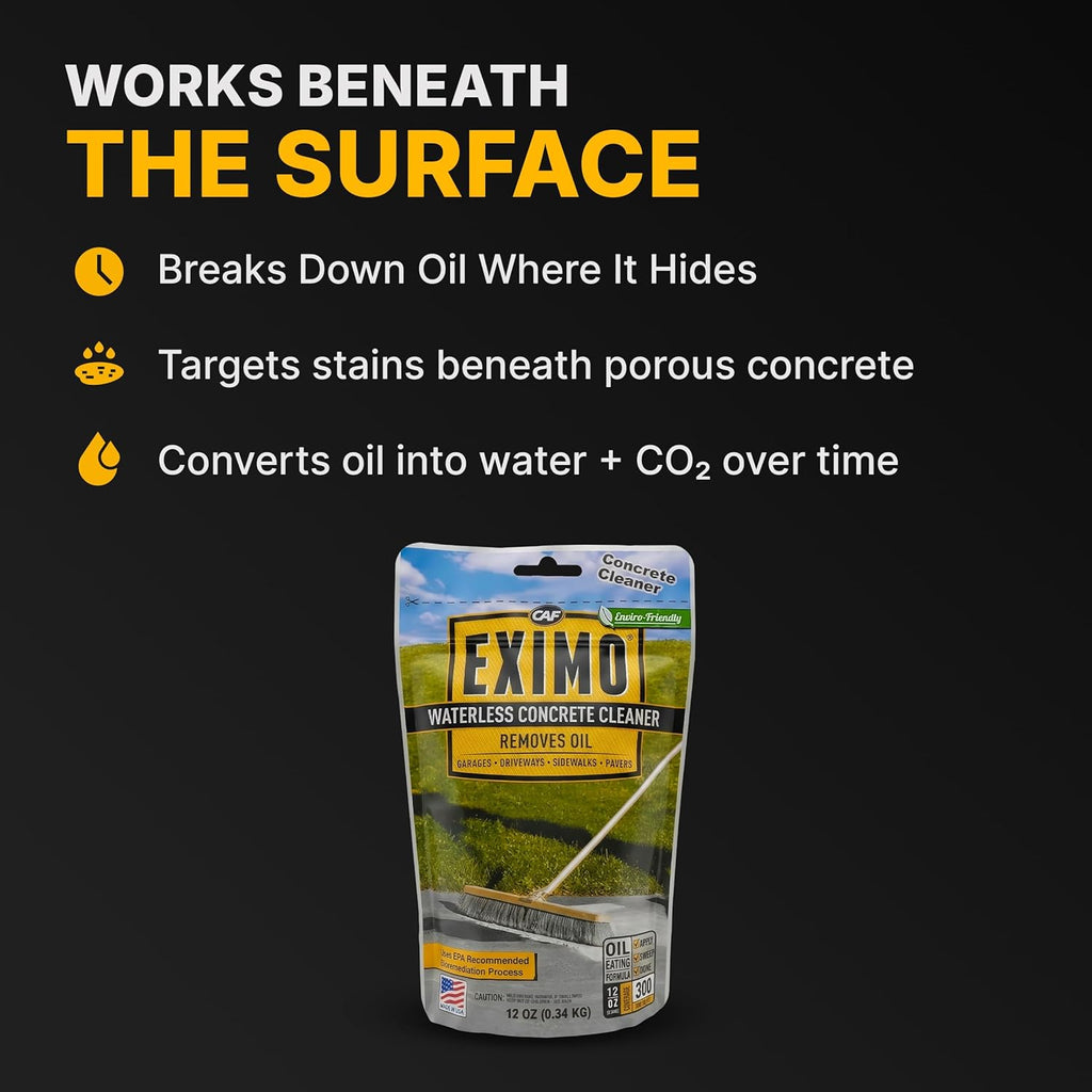 CAF EXIMO | Concrete Cleaner Powder | Oil Stain Remover, Driveways, 0.75 lb | Concrete cleaner powder targets oil