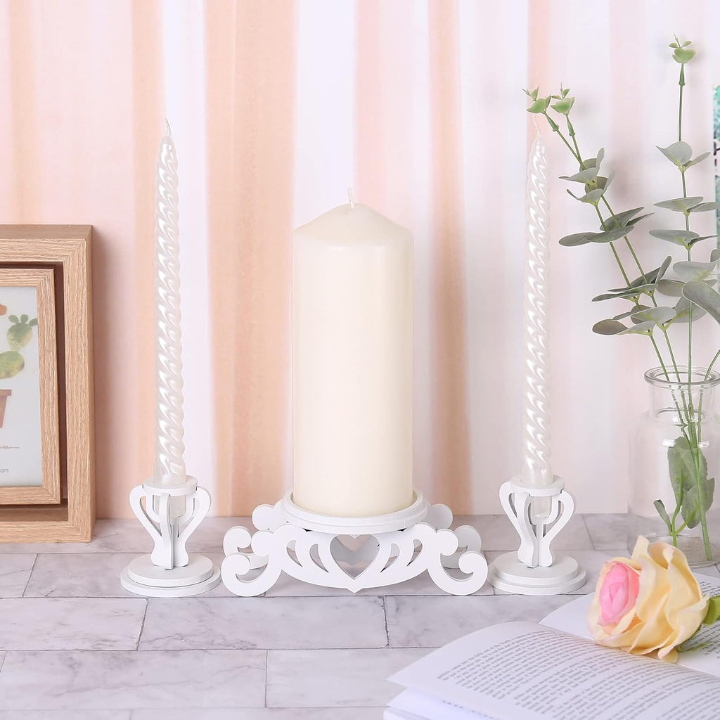 Wooden Unity Candle Holder Set, Wedding Ceremony Centerpiece Decor