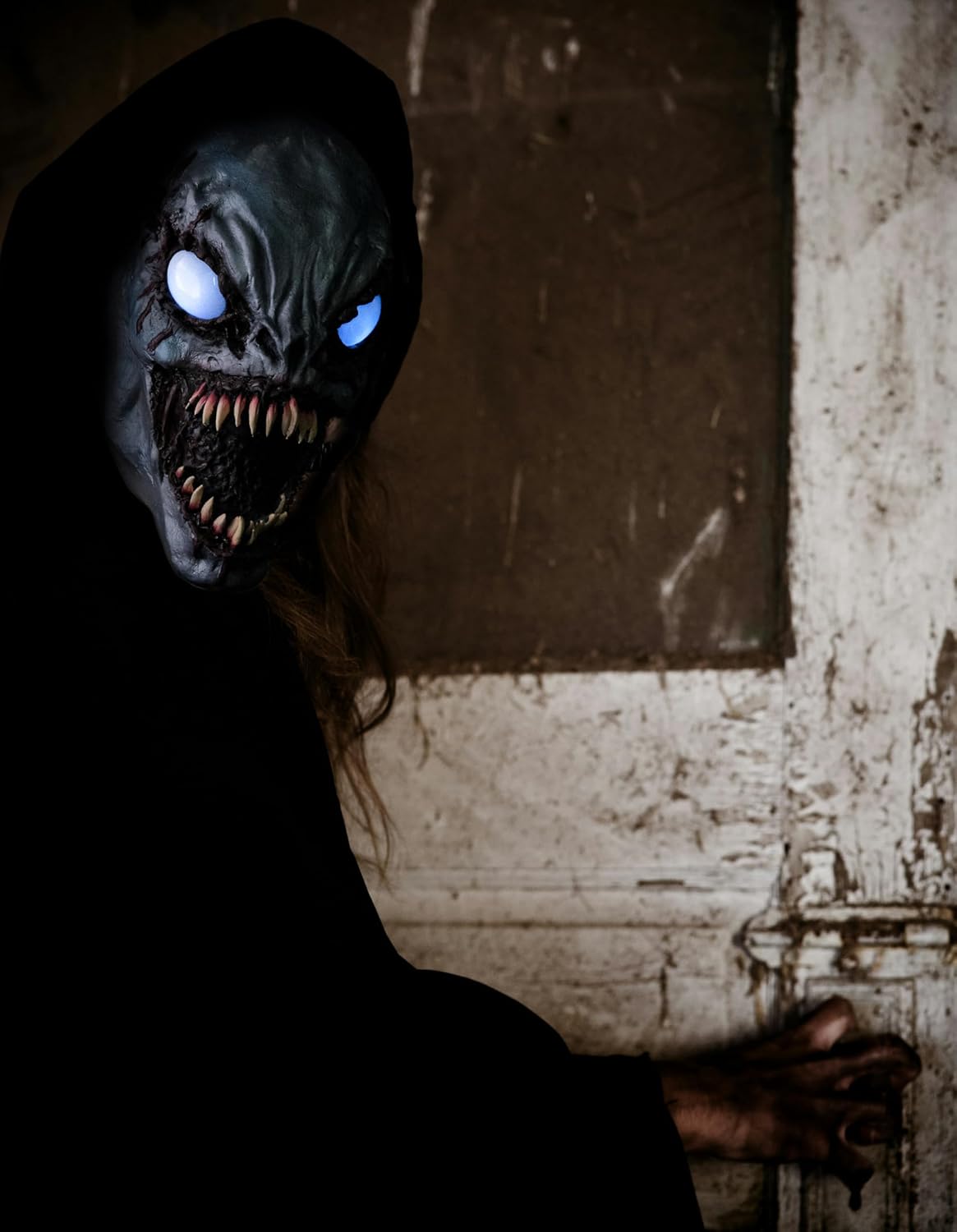 Ghoulish LED Light Up Latex Mask Full Head Demon Monster Halloween Costume | realistic scary horror monster texture
