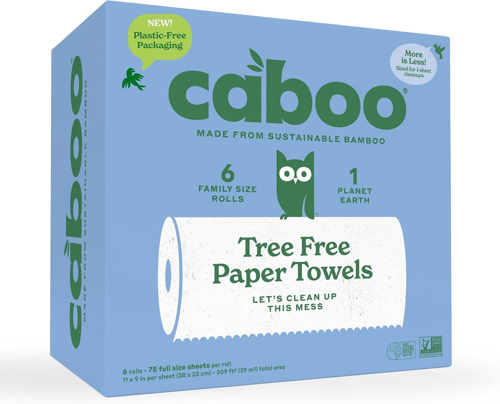 Tree Free Paper Towels, Plastic Free, Toxin Free, 6 Family Size Rolls