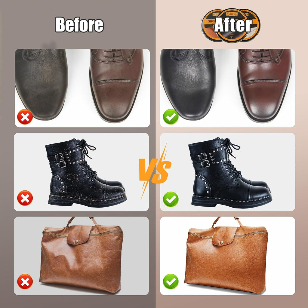 9 Pcs Shoe Polish Kit for Leather Boots, Brown Neutral Black Shoe Polish for Shoes, Leather Shoes Care Shine Kit