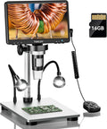 DM9 7" Digital Microscope: 1080P 1200X Coin Microscope Magnifier, 12MP Ultra-Precise Focusing LCD Soldering