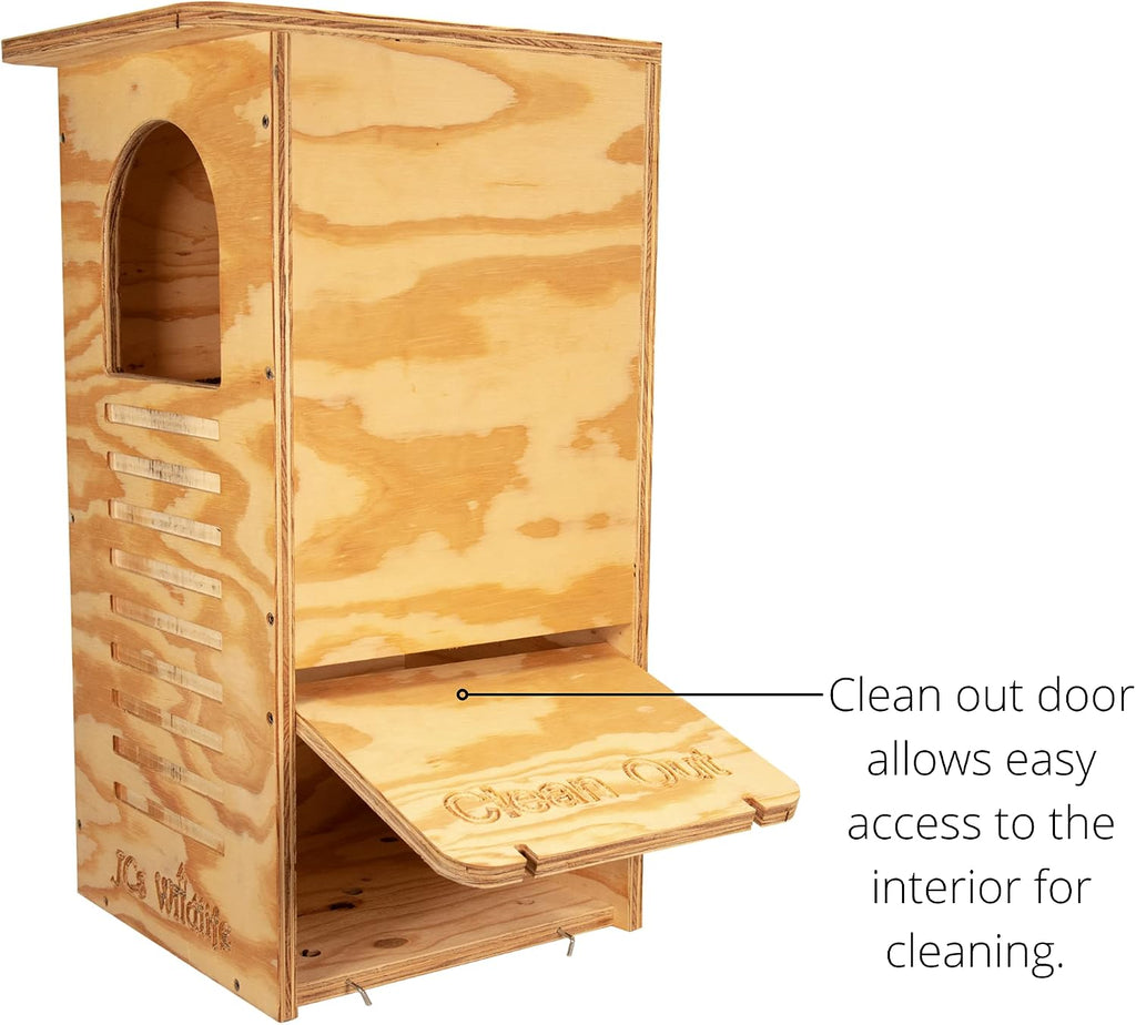 Barred Owl House Nesting Box, Recycled Poly Lumber Owl Box for Outside, Predator Guard, Pine Shavings Included, Made