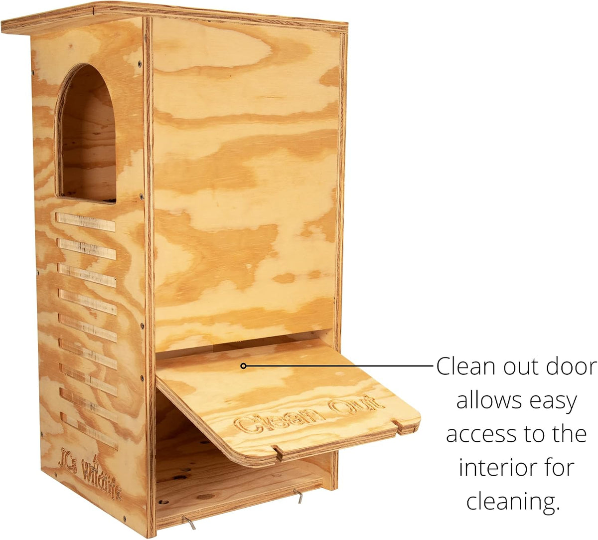 Barred Owl House Nesting Box, Recycled Poly Lumber Owl Box for Outside, Predator Guard, Pine Shavings Included, Made