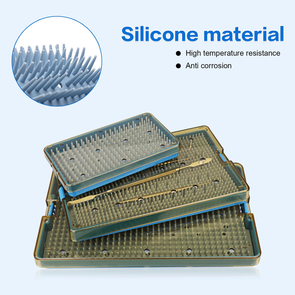 Autoclavable Instruments Sterilization Tray Case Plastic with Silicone Mat Storage Box S/M/L Size for