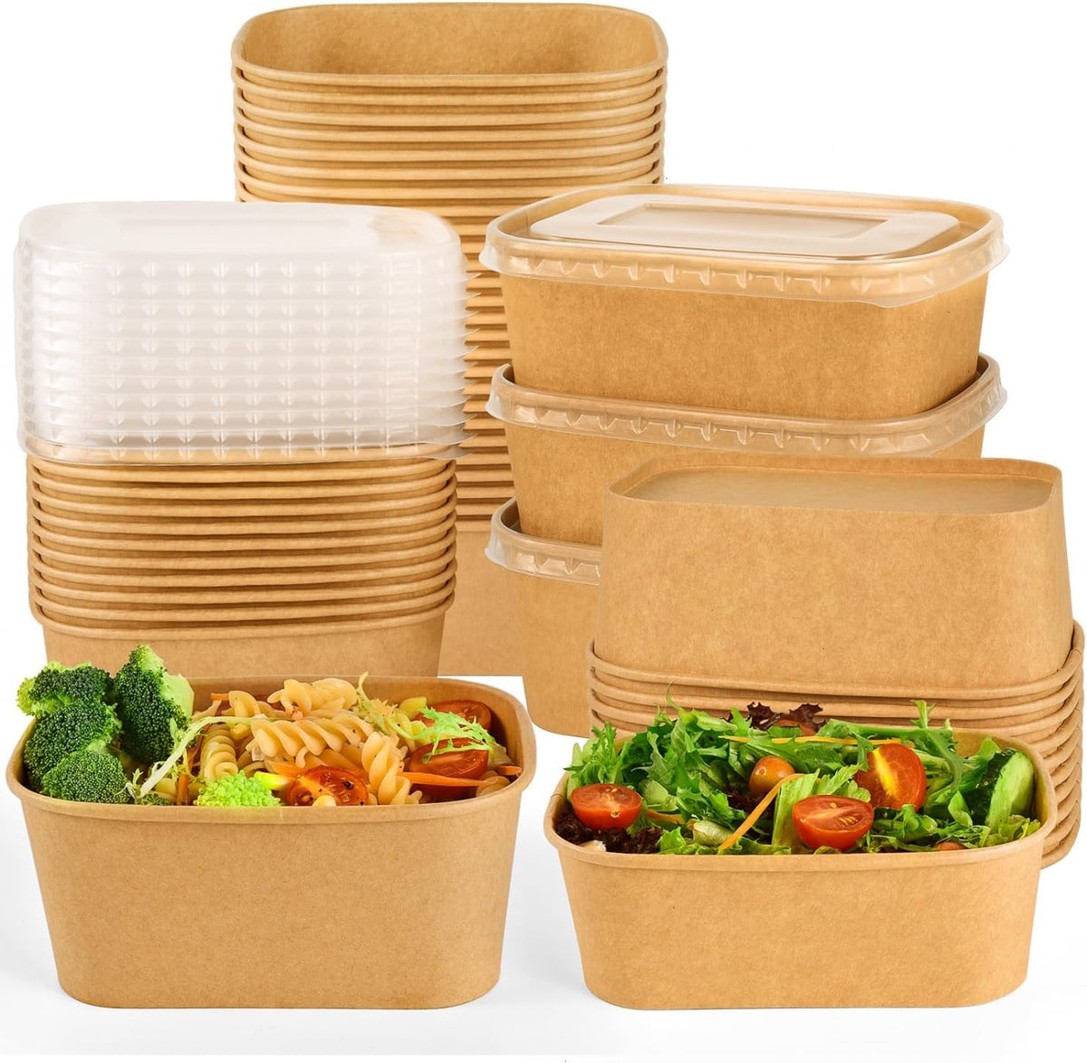 50 Pack Disposable Meal Prep Containers with Lids 34oz 25oz