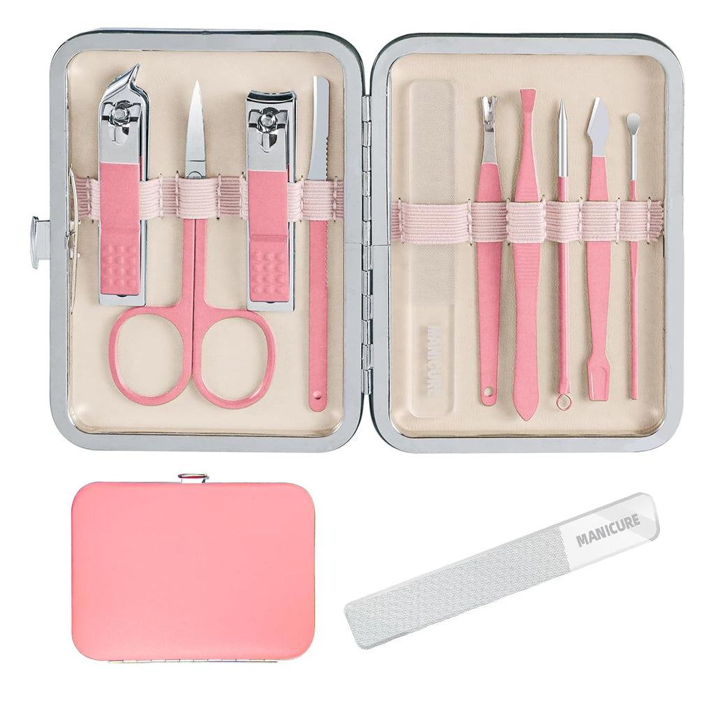 10 in 1 Manicure kit for Women Professional Pink Nail kit, Fingernail and Toenail Clipper Cutters and Personal