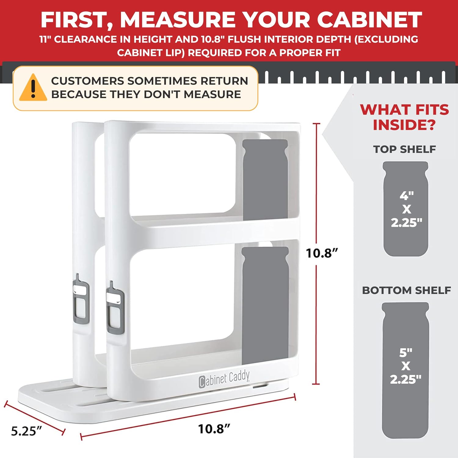 Spice Rack Organizer for Cabinet - Slide & Rotate Kitchen Organizers and Storage - 2 Double-Decker Shelves - Non-Skid