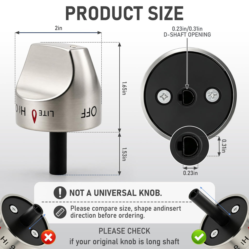 C2S980SEM1SS Range Burner Control Knobs—Compatible with GE Range Stove