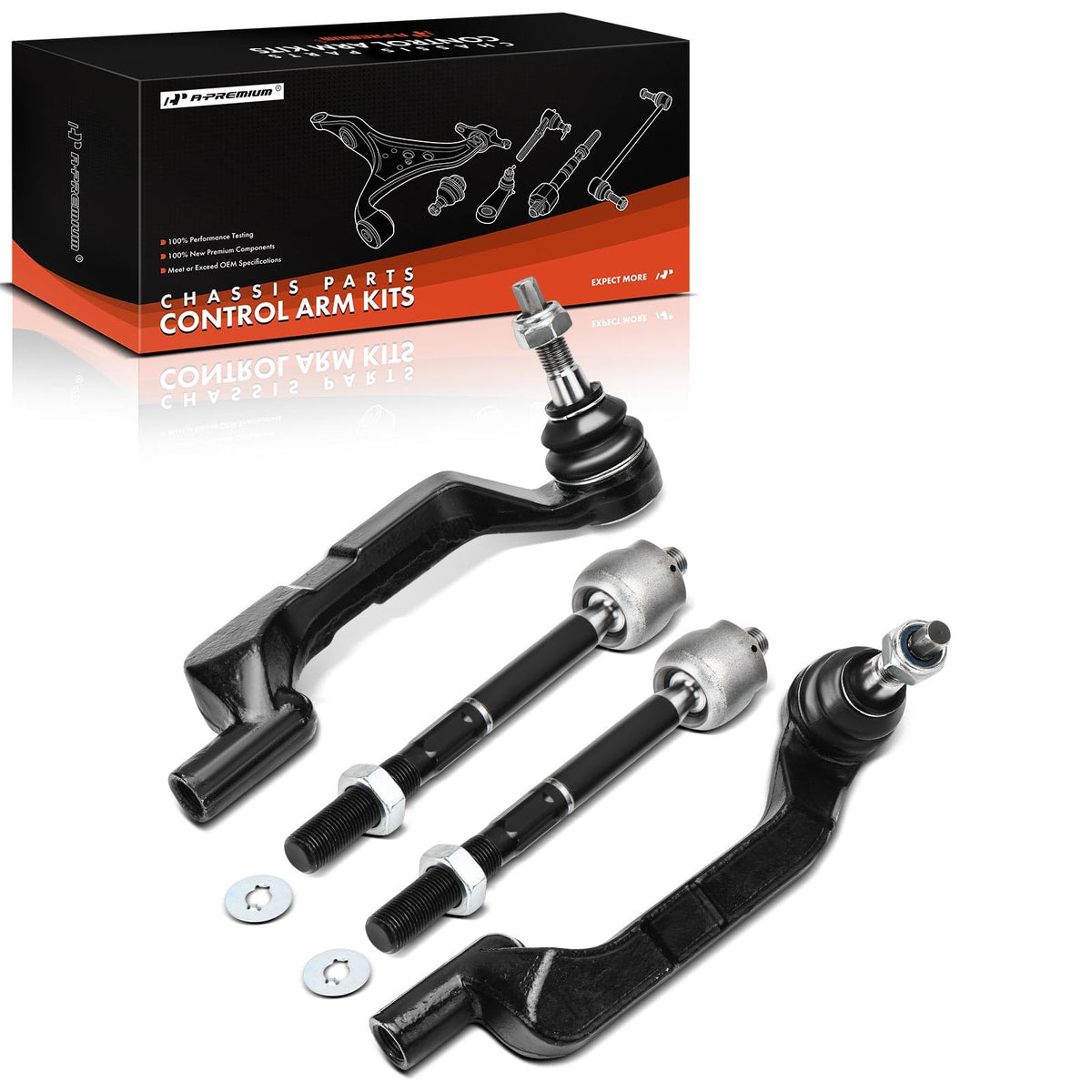 A-Premium Front Inner Outer Tie Rod End Kit Fix Uneven Tire Wear