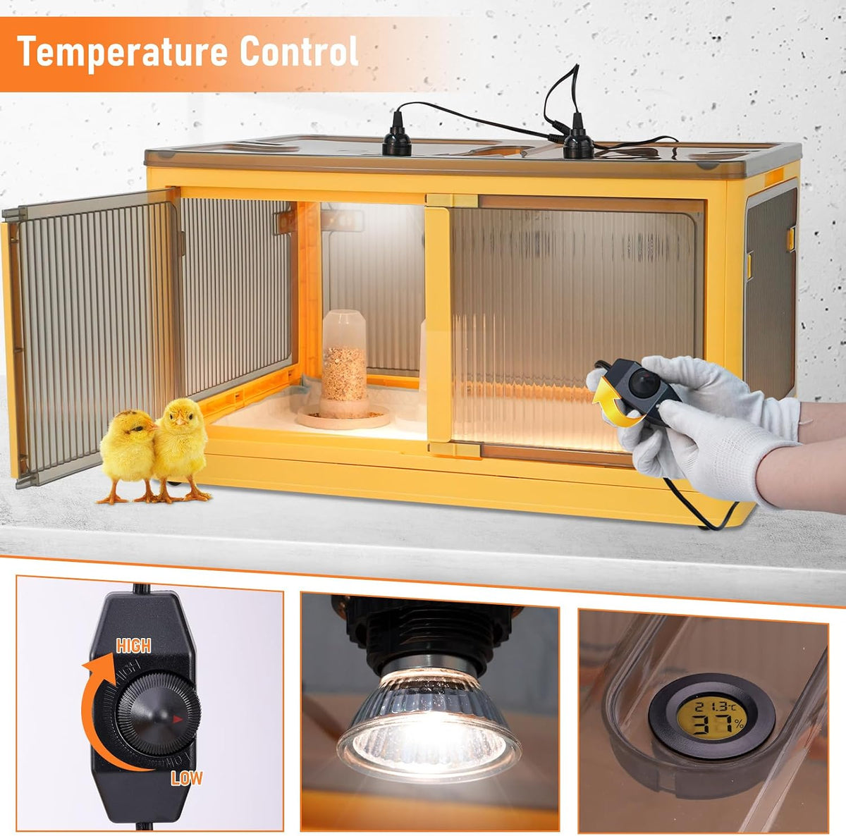 Chicken Brooder Box for Chicks Starter Kit, Larger Chicken Brooder Heater Warms up to 30 Chicks, Poultry Breeding Box