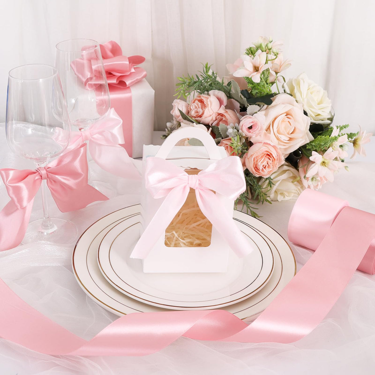 Satin Ribbons Pink 2 Inch 25 Yard for Gift Wrapping and Crafts