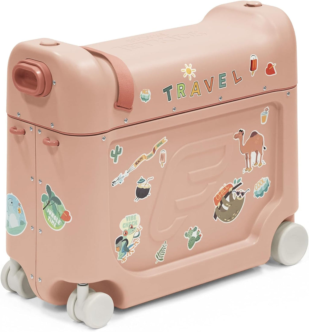 JetKids BedBox - Ride-On Suitcase for Kids 2-7 Yrs Old, Coral Pink