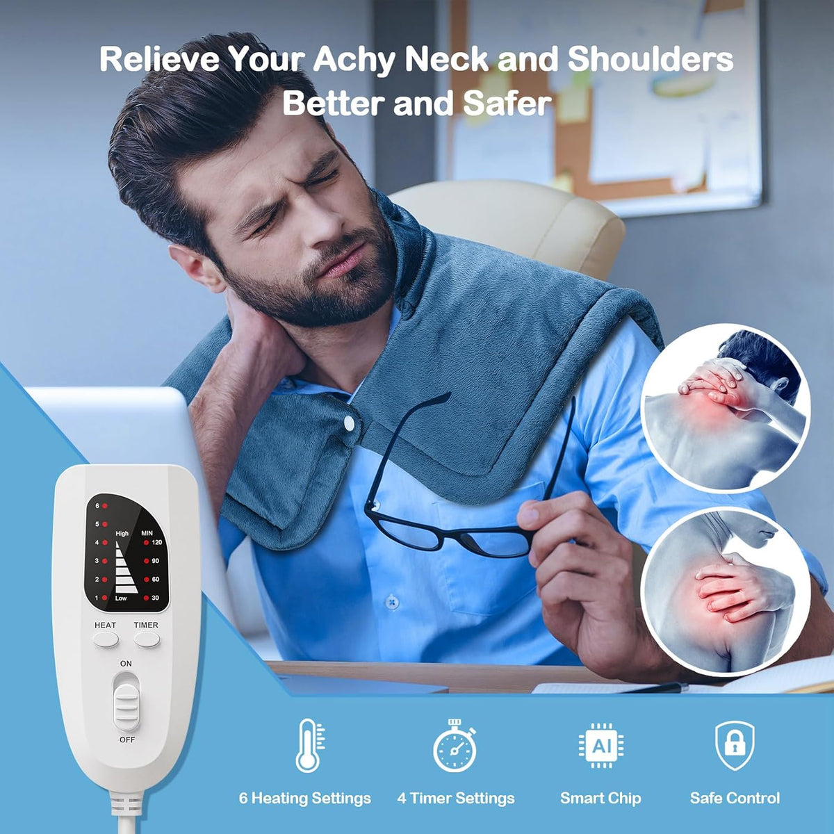 Heating Pad for Neck Shoulders and Back, 2lb Weighted Heat Wrap