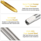 uxcell 3/16-28 UN B2 Spiral Point Thread Tap, Screw Tap Threading Tapping Tool, Titanium Coated 6542 High Speed Steel Machine Taps Tapping Bit