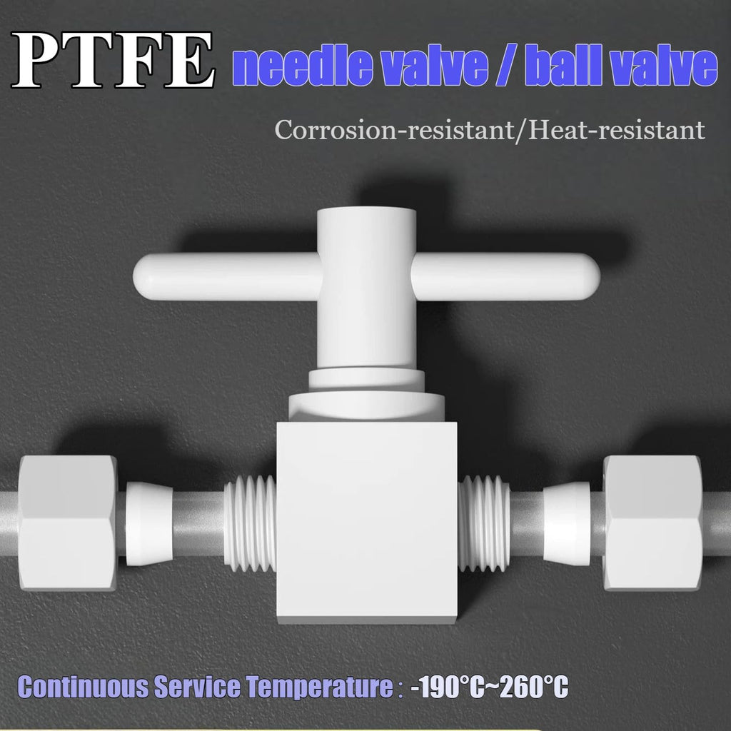 PTFE through-flow needle valve 1 inch