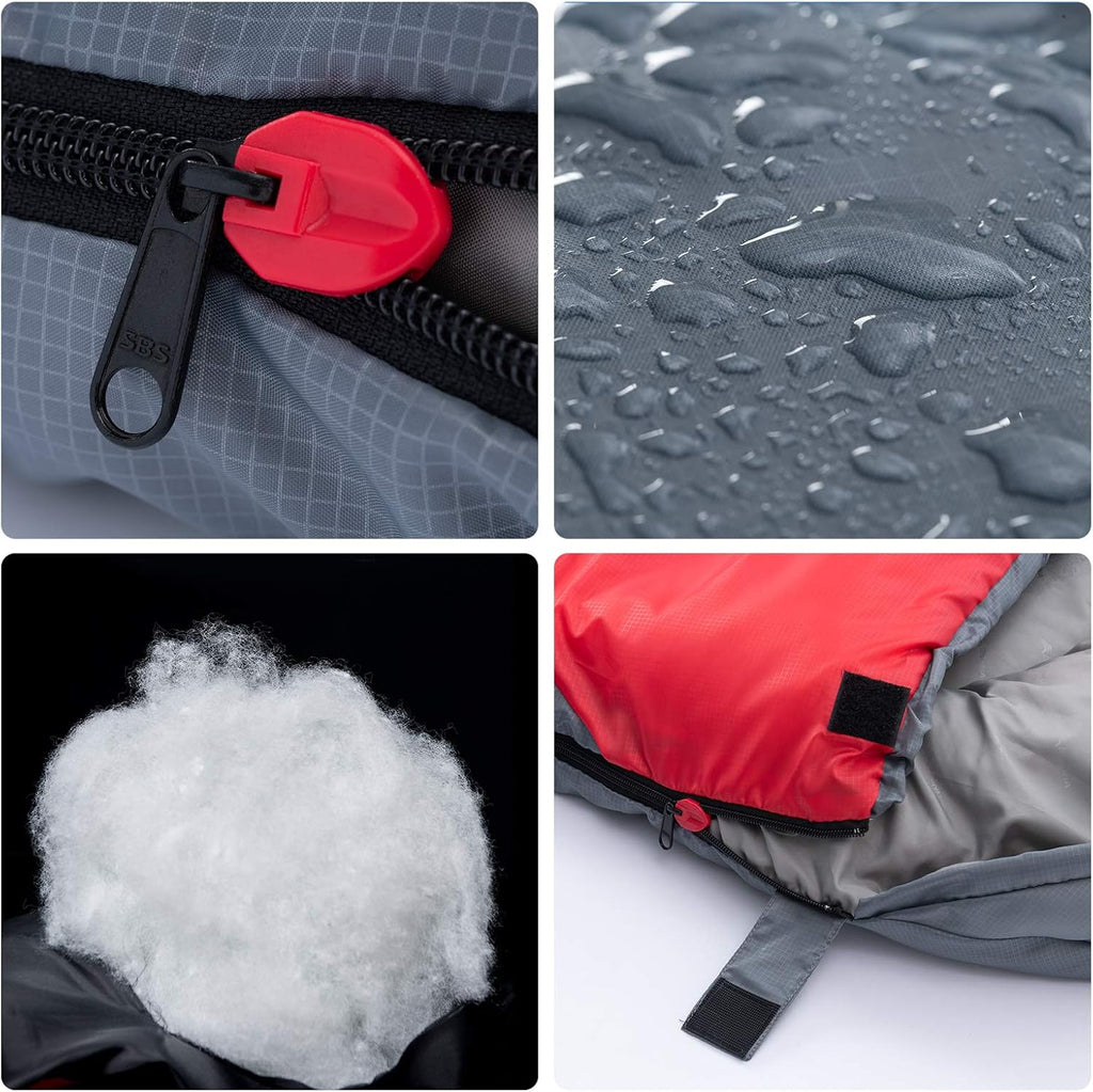 Sleeping Bag with Pillow - 4 Season Backpacking Sleeping Bag Lightweight Waterproof Warm and Washable for Adults