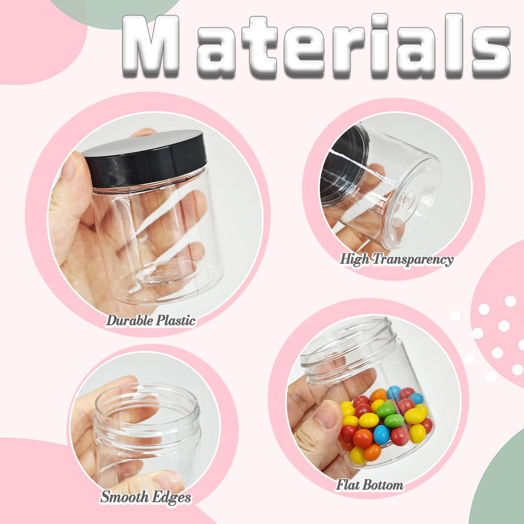 50 Pack 4oz Clear Plastic Jars with Lids,115ml Wide-Mouth Refillable Storage Containers,Empty Round Containers for