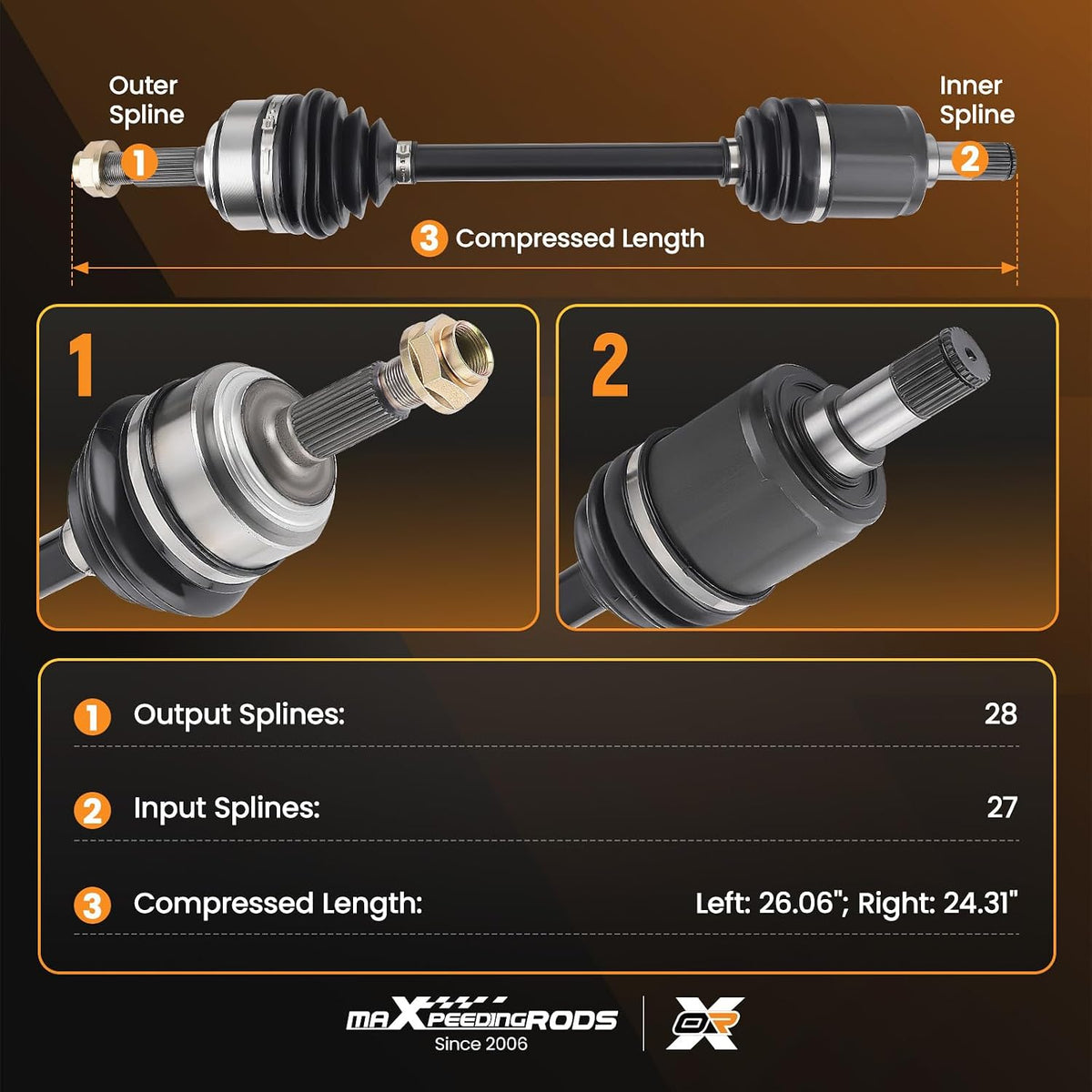 maXpeedingrods 2PCS Front Left and Right CV Axle Shaft for Honda CRV CR-V