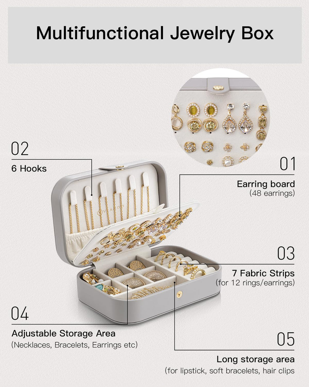 Travel Jewelry Case, Portable Jewelry Earring Box Organizer