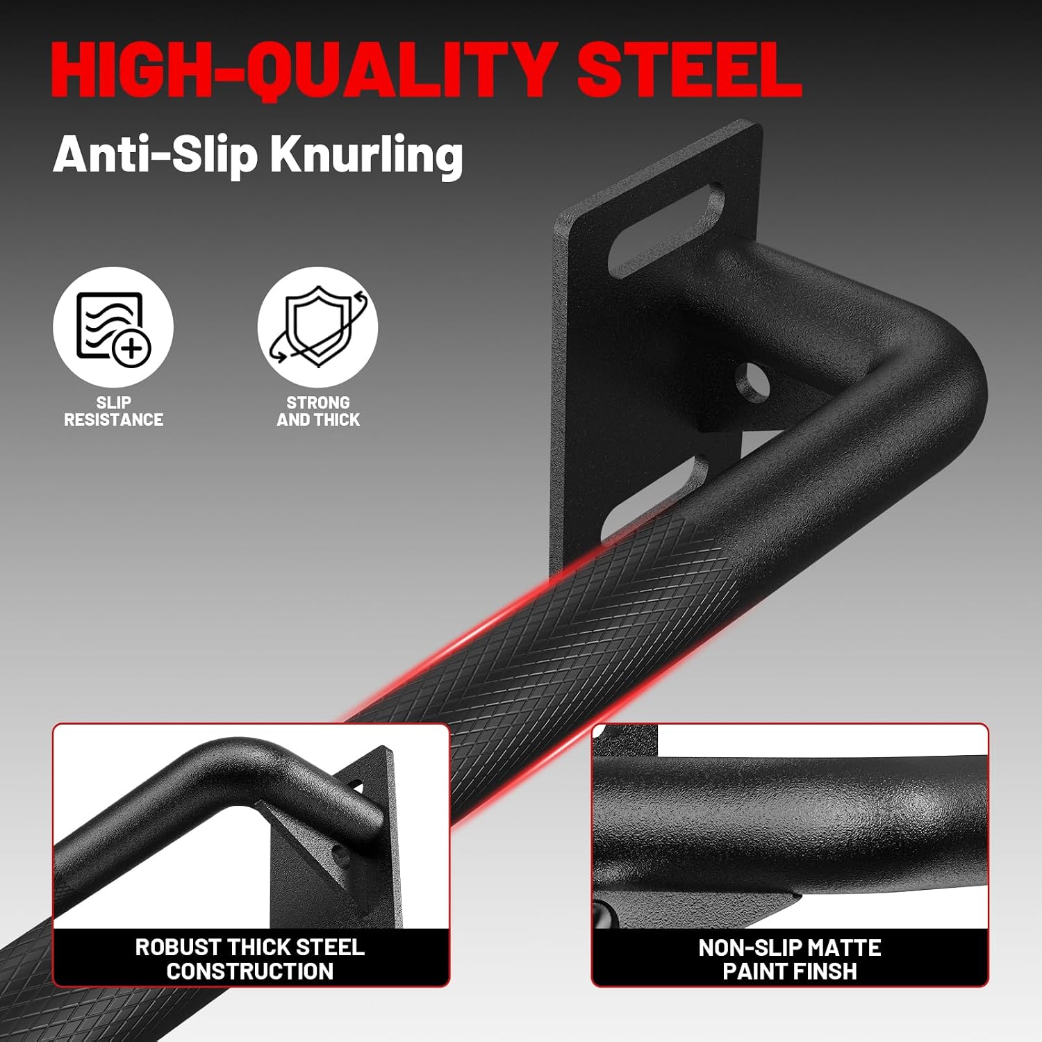 Wall Mounted Pull Up Bar, Chin Up Bar for Home Gym Strength Training | PAPABABE Sturdy Anti-Slip, Knurled Grip, Quick