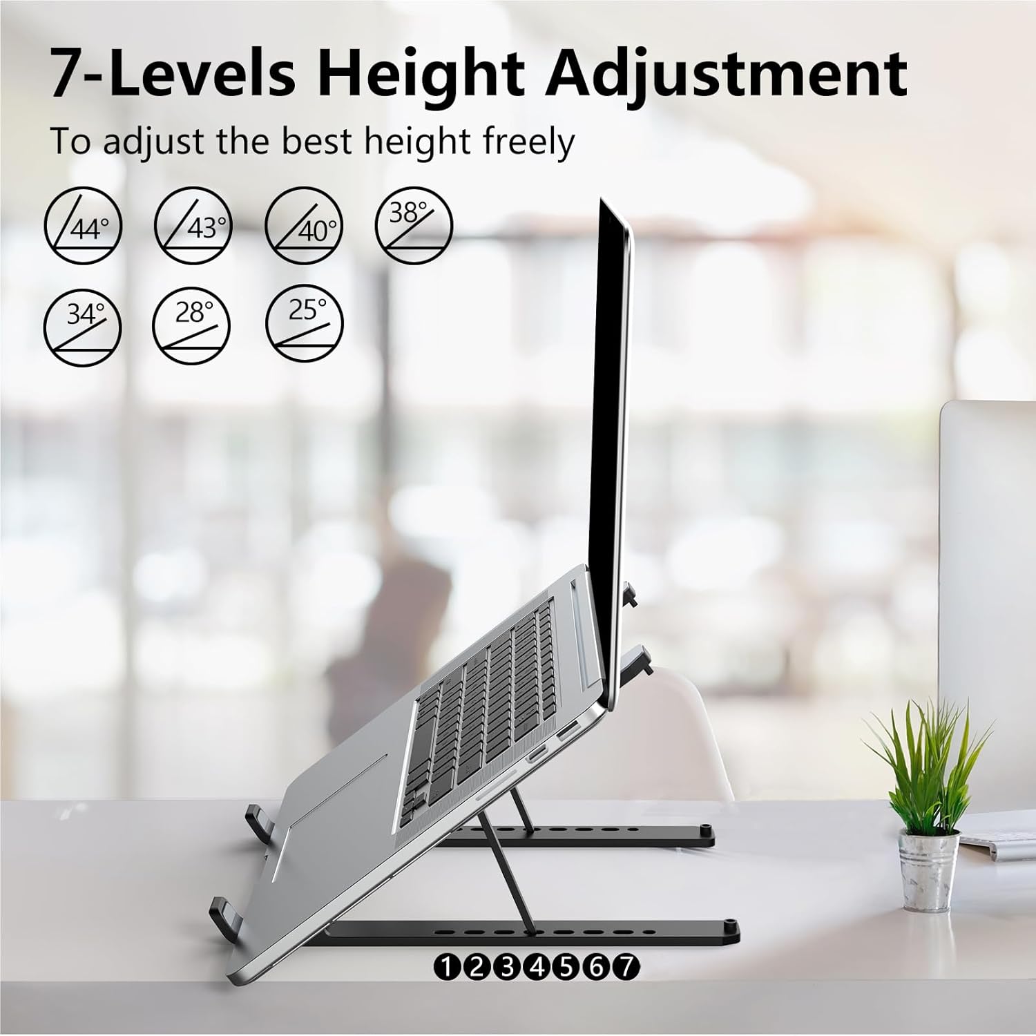 Laptop Stand for Desk, Adjustable Laptop Riser ABS+Silicone Foldable Portable Notebook Holder, Ventilated Cooling