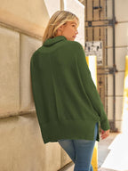 Womens Oversized Roll Neck Sweaters 2026 Fall Long Pullover Tunic