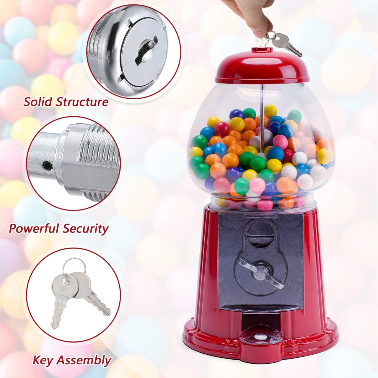 Tubular Lock and Key Set for Gumball Machines 1.57x0.86x0.86In Stainless Steel – Theft-Resistant for Vending
