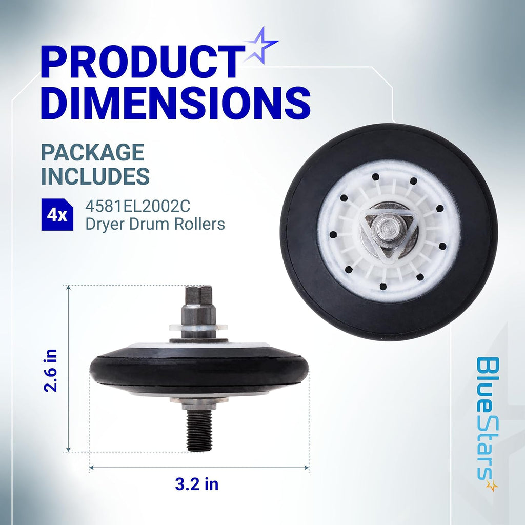 BlueStars 2-Pack 4581EL2002C Dryer Drum Roller Assembly Part for LG Kenmore