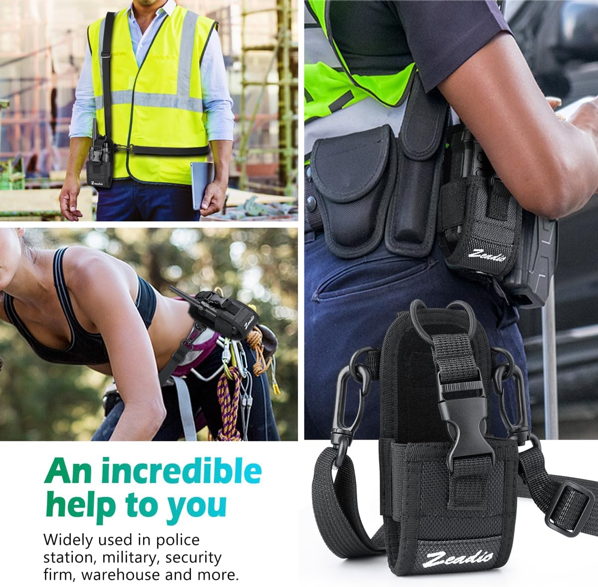 Multi-Position Carry Two-Way Radio Holster, Universal Walkie Talkie Case Pouch with Adjustable Shoulder Strap