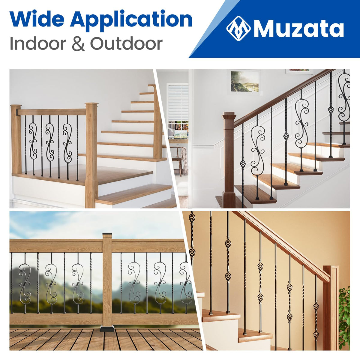 10 Pack 44" Double Twist Hollow Iron Balusters WT14