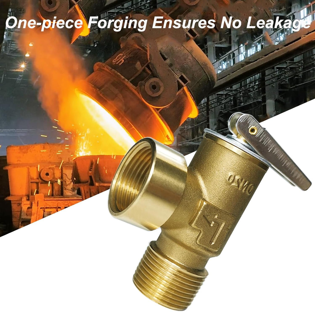 30 PSI Water Heater Pressure Relief Valve, 3/4" NPT Connection, Max Input 510,000 BTU/h, Thickened Brass Body with Stainless Steel Spring Pressure Release Valve, Use for Cold & Hot Water System