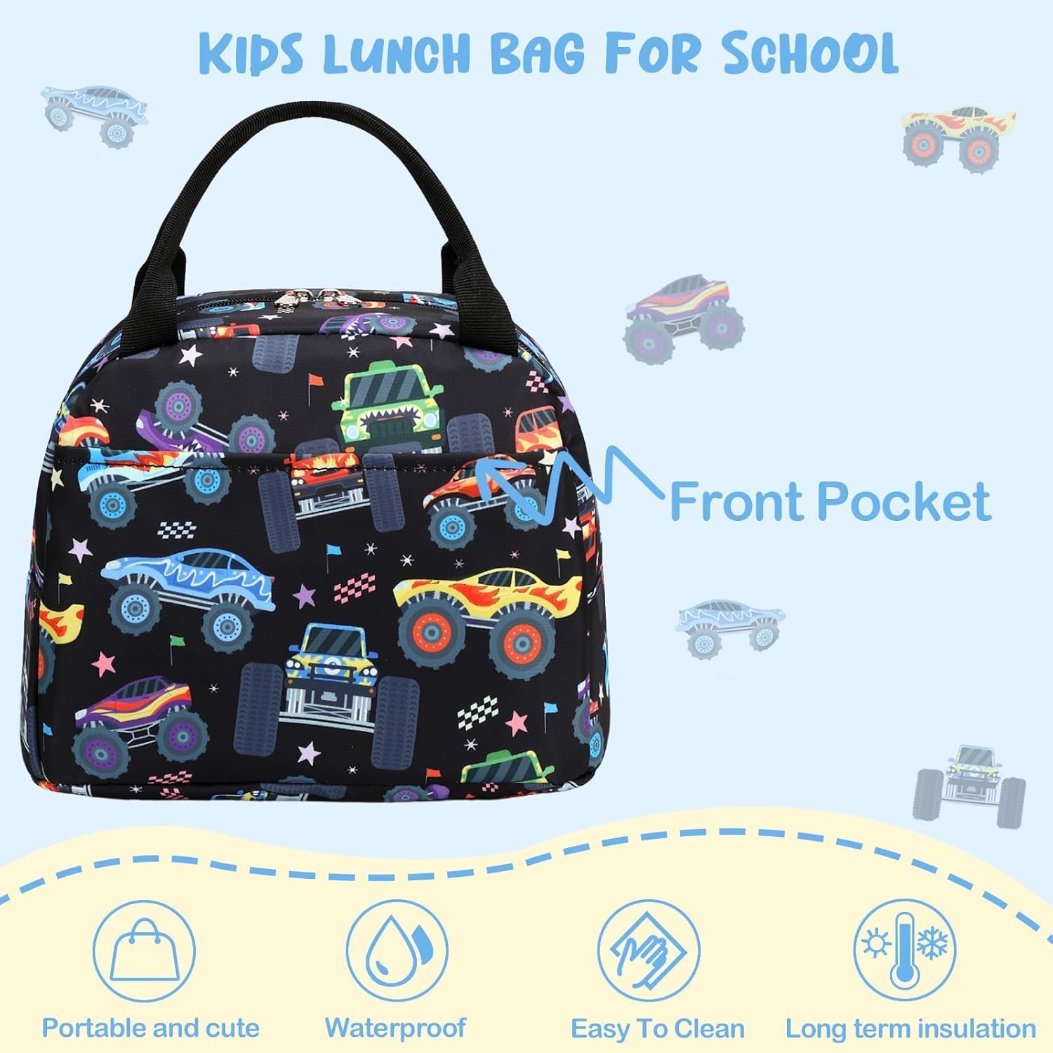 kids lunch bag Cute Insulated lunch box for Boys & Girls Leakproof loncheras for school