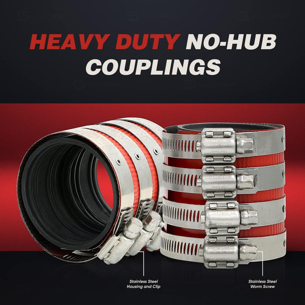 Supply Giant 37422CS No-Hub Coupling Heavy Duty Colored Shield, 2 inch, Red