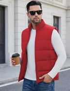 Men's Puffer Vest Casual Sleeveless Outerwear Jacket with 3 Pockets