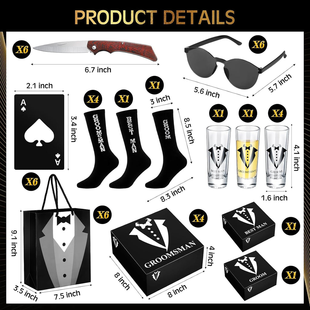 48 Pcs Groomsmen Gifts Box Set of 6, Groomsman Proposal Gift Bulk