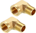 2 Pack 90° 3/8" FNPT to 3/8" MNPT Solid Brass Barstock Street Elbow