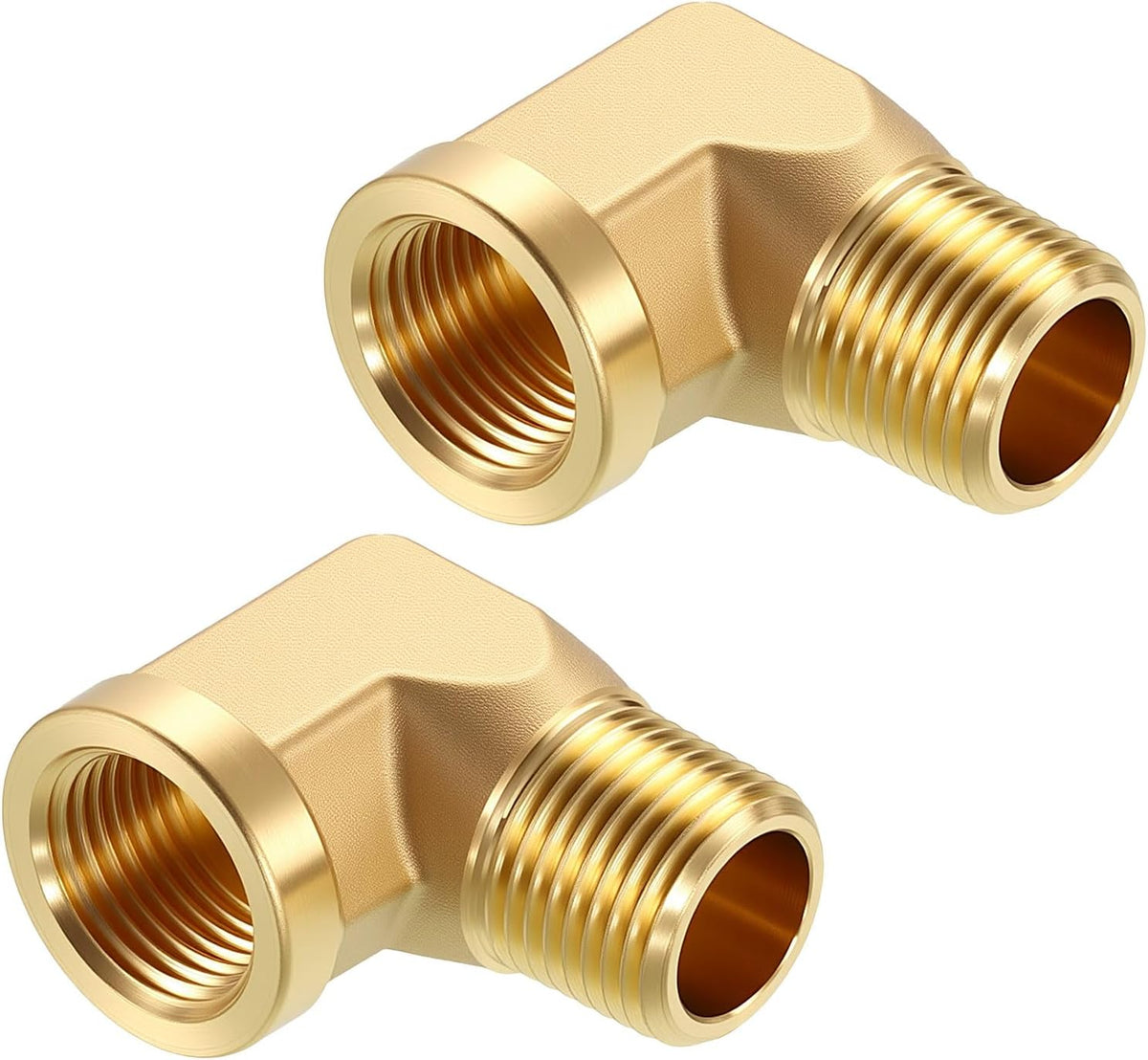 2 Pack 90° 3/8" FNPT to 3/8" MNPT Solid Brass Barstock Street Elbow